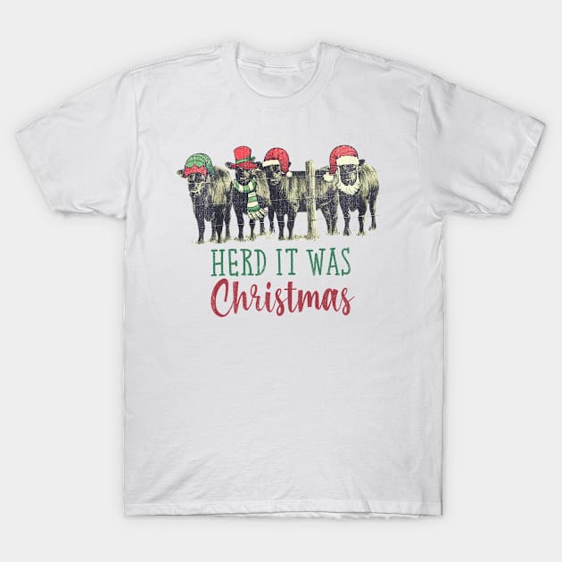 Herd It Was Christmas Cows Wearing Santa Hat T-Shirt by US GIFT